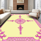 Baroque Pink Floral Medallion Garden Rug