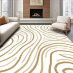 Golden Wavy Lines Organic Movement Rug