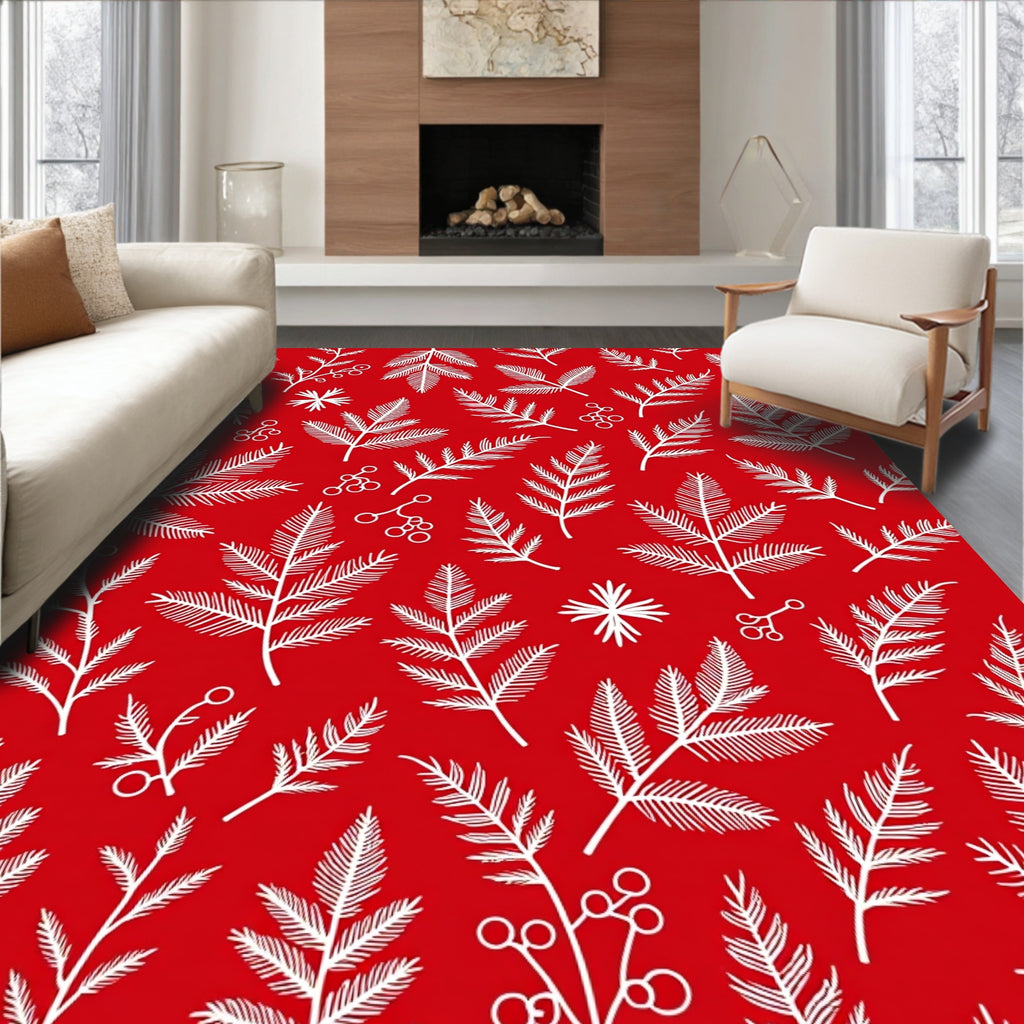 Crimson White Leaf Berry Botanical Rug