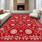 Crimson Snowflake Winter Wonderland Rug