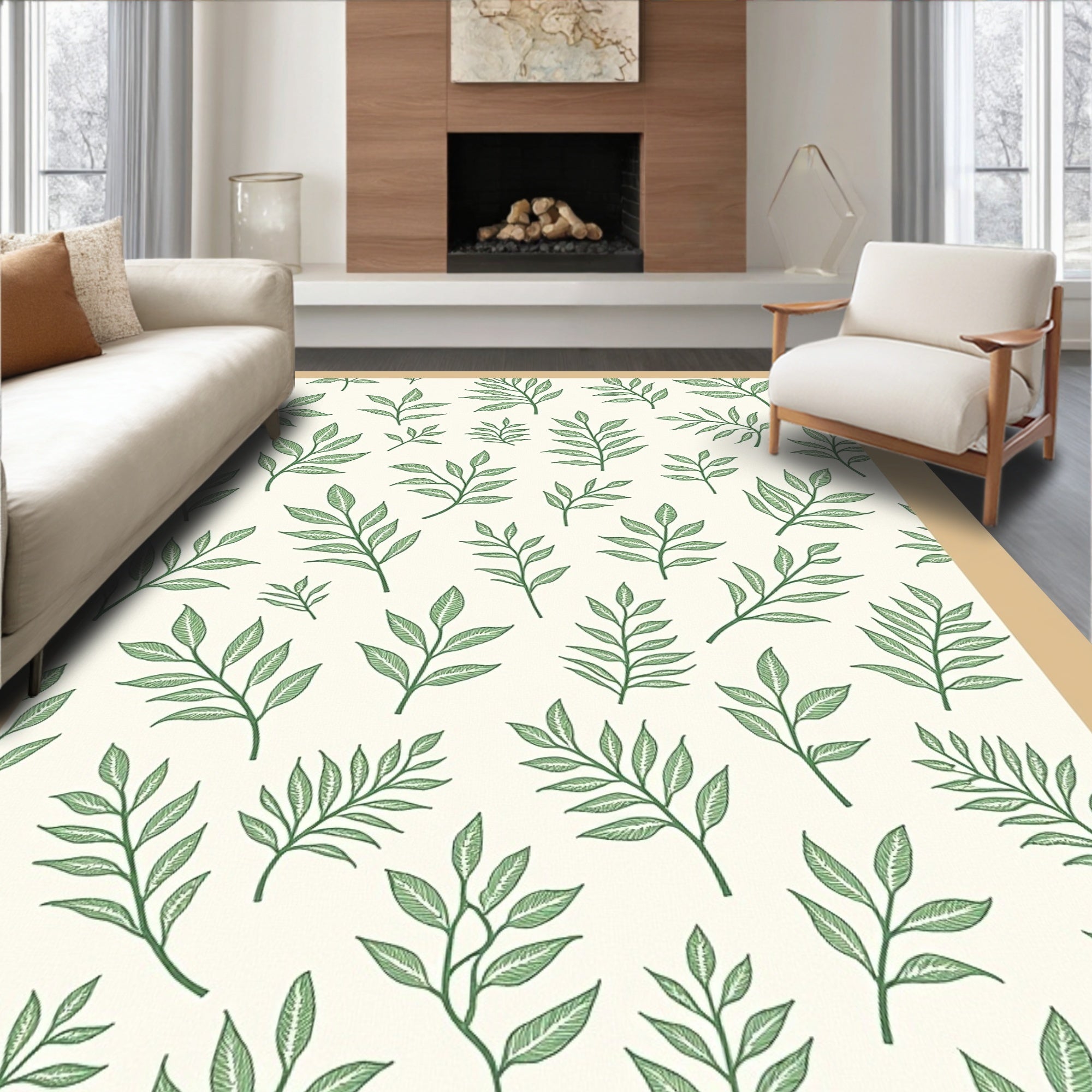 Verdant Foliage Botanical Sprigs Rug