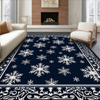 Deep Blue Snowflake Garden Border Rug