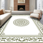 Olive Green Medallion Border Rug