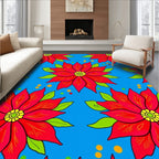 Vibrant Red Flower Garden Design Rug