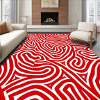 Bold Red Abstract Swirl Rug