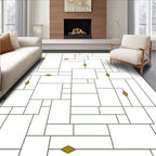 Modern Geometric Gold Diamond Rectangular Rug