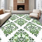 Ornate Green Damask Garden Rug