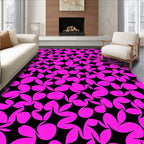 Vibrant Pink Black Starburst Arrangement Rug