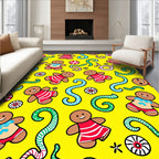 Yellow Gingerbread Candy Cane Playground Rug