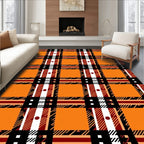 Bold Orange Plaid Squares Rug