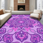 Lavender Purple Abstract Floral Mandala Rug