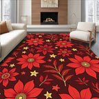 Crimson Flower Starry Night Arrangement Rug