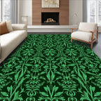 Emerald Green Art Nouveau Floral Rug