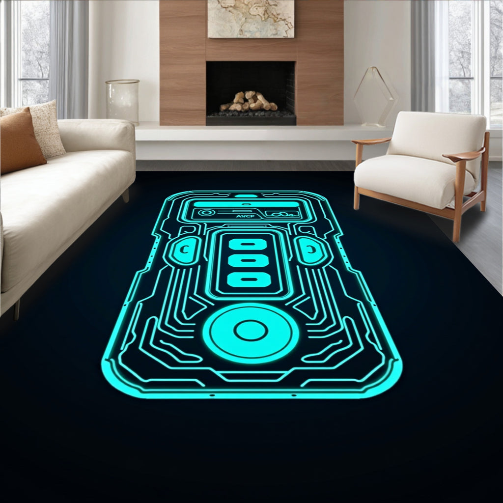 Neon Circuit Board Tech Rug
