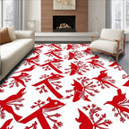 Rustic Red Bird Tree Branch Collage Rug