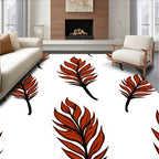 Earthy Red Leafy Botanical Arrangement Rug