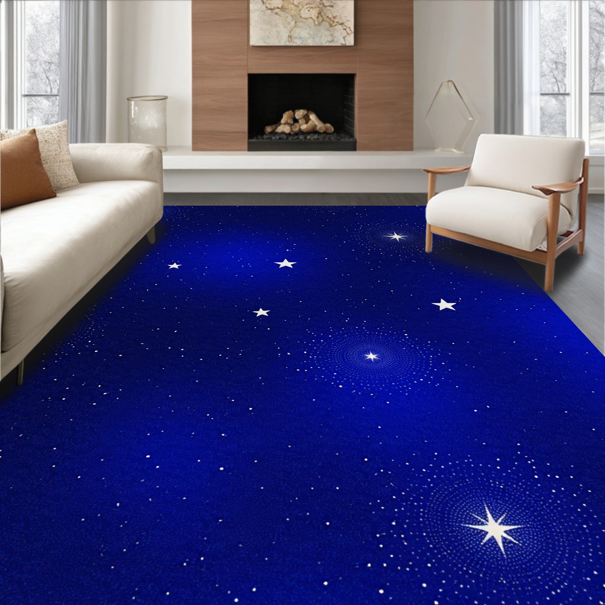 Night Sky Starburst Medallions Rug