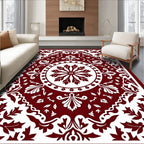 Classic Crimson Floral Medallion Rug