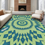 Mint Geometric Medallion Sunburst Rug