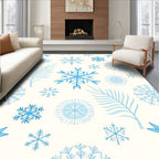 Light Blue Snowflake Winter Collection Rug