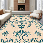 Teal Vintage Floral Scrollwork Rug