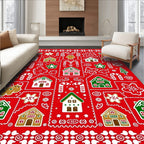 Christmas Gingerbread Village Candy Cane Scene Rug