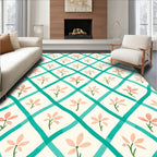 Coral Blossom Lattice Rug