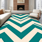Teal Cream Modern Chevron Lines Rug