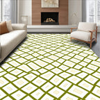 Olive Green Distorted Diamond Grid Rug
