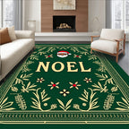 Festive Green Noel Santa Portrait Rug