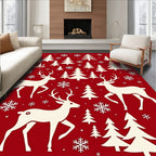 Winter Forest Deer and Snowflakes Rug