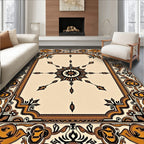 Gold and Black Ornate Sunburst Medallion Rug