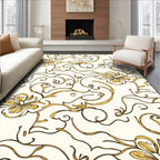 Gold Floral Swirl Art Nouveau Rug