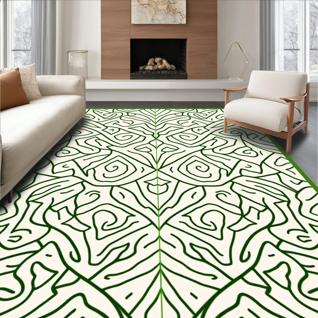 Emerald Green Organic Scrollwork Rug