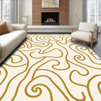 Gold Swirl Abstract Line Rug