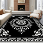 Black White Intricate Mandala Frame Rug