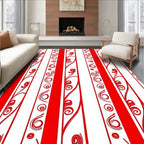 Bold Red Vertical Swirl Stripe Rug