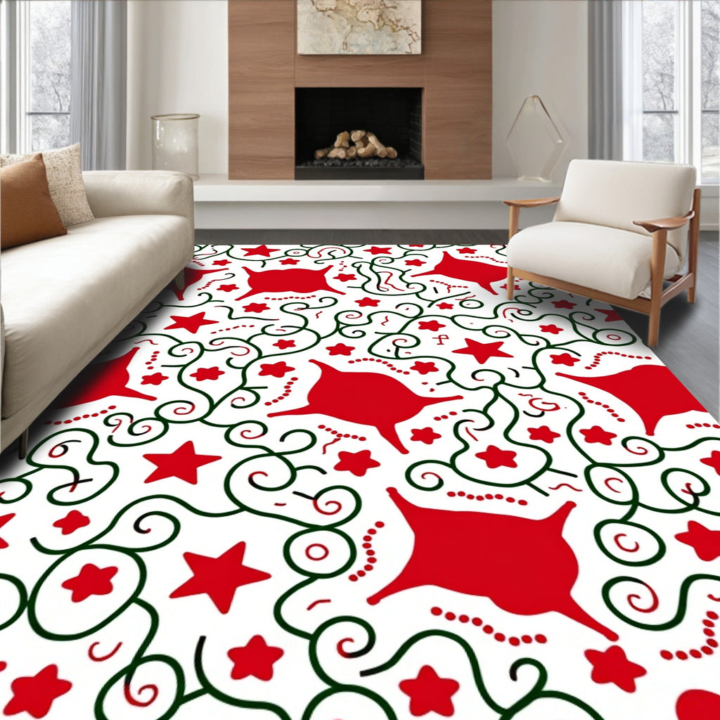 Whimsical Red Star Vine Whimsical Clusters Rug