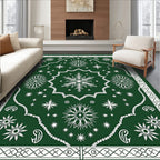 Deep Green Snowflake Starburst Medallion Rug