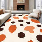 Orange Leaf Brown Dot Contemporary Rug