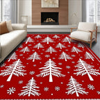 White Pine Snowflakes Red Blanket Rug