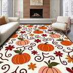 Autumn Orange Pumpkin Swirls Rug
