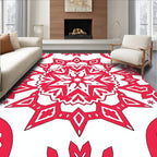 Crimson Starburst Geometric Mandala Rug