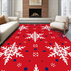 Classic Red Snowflake Cluster Rug