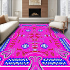 Vibrant Pink Red White Blue Mandala Rug