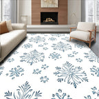 Winter Blue Snowflake Cluster Rug