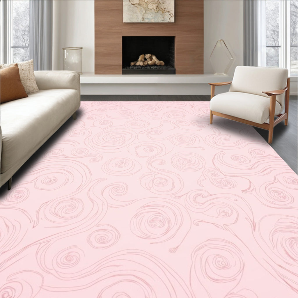 Pink Swirling Roseline Scroll Rug