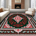 Ornate Red and Green Floral Medallion Rug