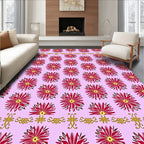 Crimson Dahlia Floral Overlay Rug