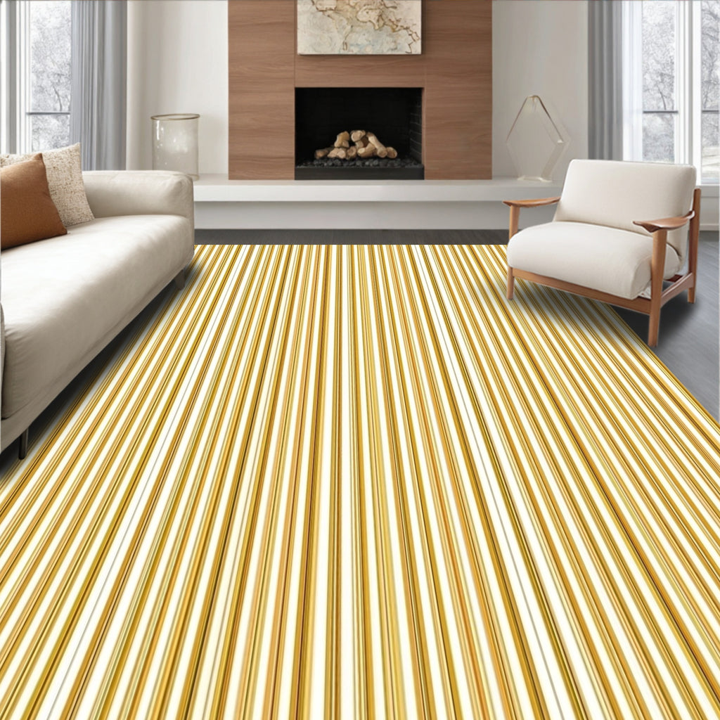Golden Vertical Stripe Texture Rug